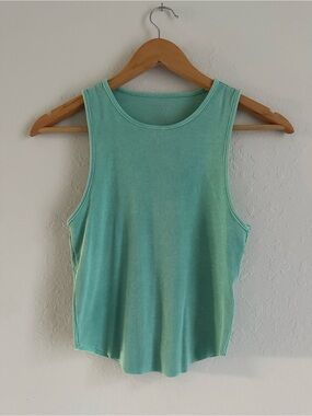 American Eagle Outfitters Mint Ribbed Scoop Crop Tank
